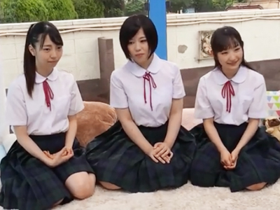 クラスでも人気者の美少女JKトリオを纏めてMM号に載せて順番にガチハメ素人女子校生美少女ぶっかけのエロアダルト動画